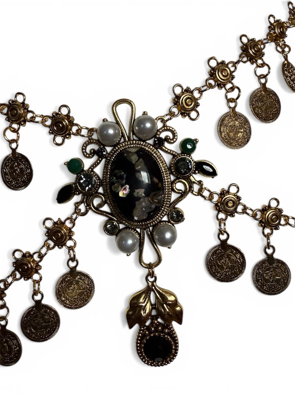Gold Coin Chain Belly Belt with Decorative Pendant - Picture 2 of 5